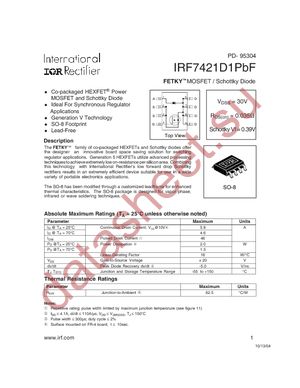 IRF7421D1TRPBF datasheet  